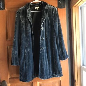Cold Water Creek Size 16 Blue Velvet Blazer